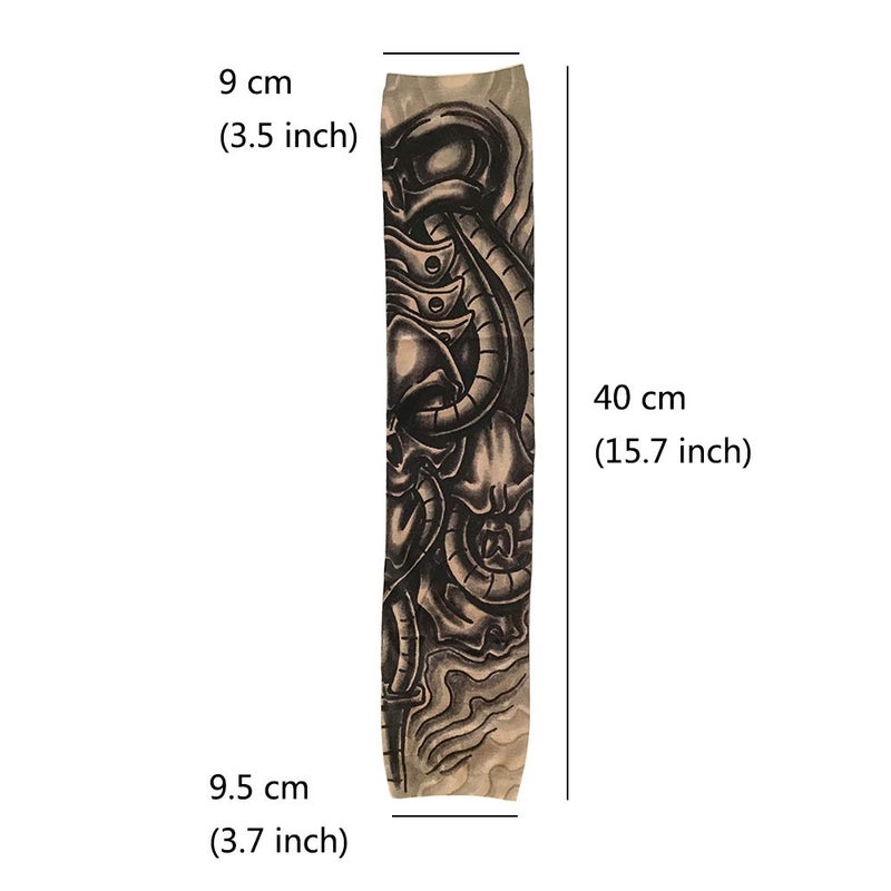 Juland 6 Pcs Temporary Tattoo Sleeves Fake Slip On Tattoo Arm Sleeves Kit Arm Sunscreen Stockings Accessories for Unisex Party Cool Men Women - Image 2